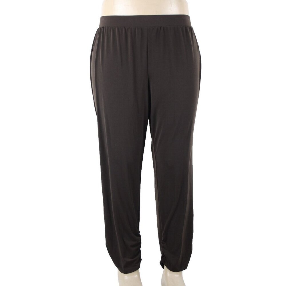 Chicos Ankle Sz 3 x 28 Cocoa Bean Brown Tapered 100% Polyester Spandex Pant